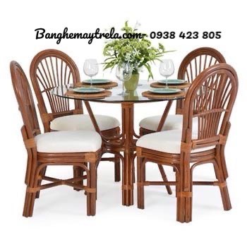 
								Bàn ghế ăn tròn mây tự nhiên MA731