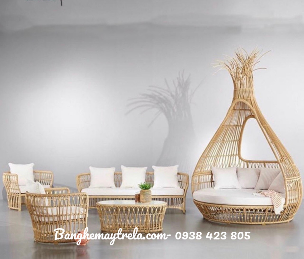 
								Bàn ghế sofa nhựa giả mây ngoài trời NH293