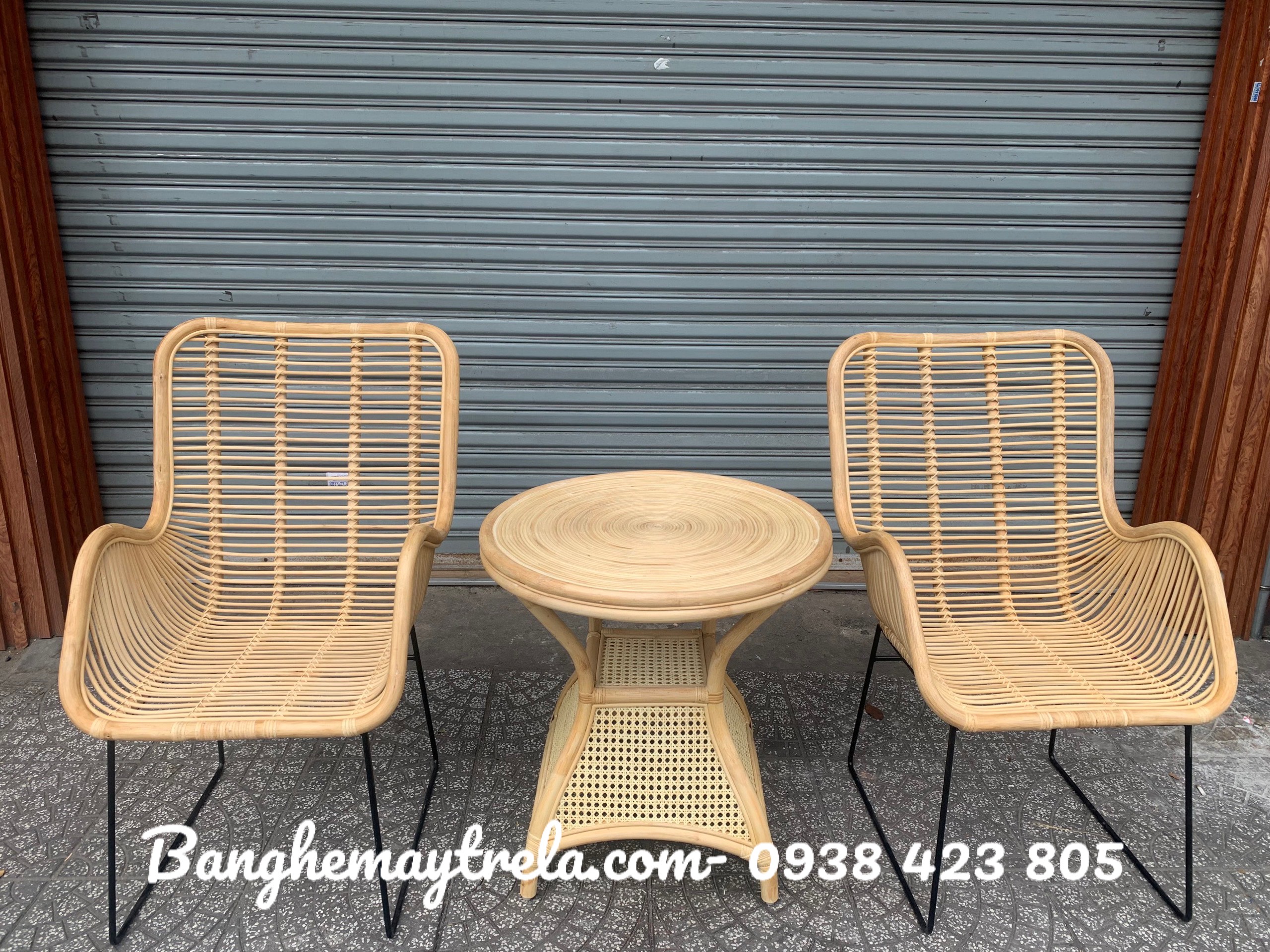 
								Bàn ghế mây chân sắt MA614