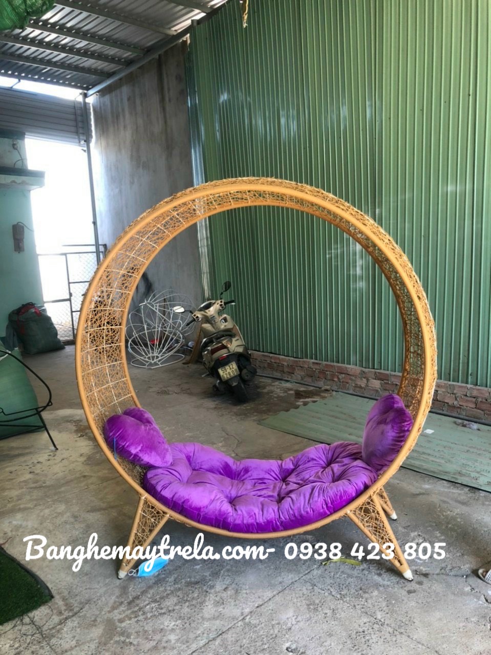 
								Ghế tròn nhựa giả mây ngoài trời NH245