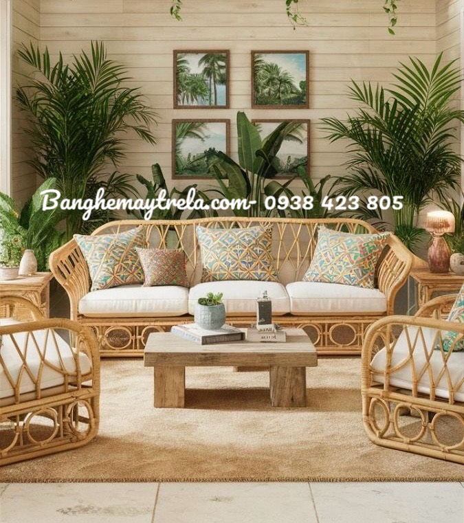 
								Sofa mây tự nhiên MA796